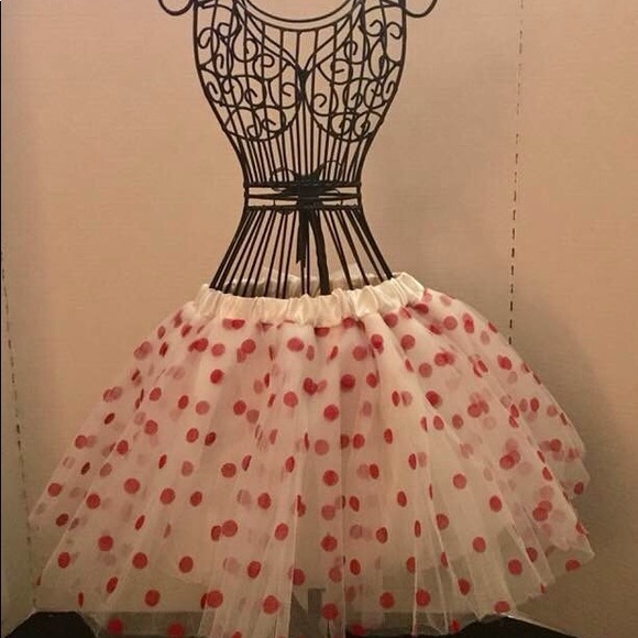 Little Girls White Tutu w/red dots. - Picture 4 of 5